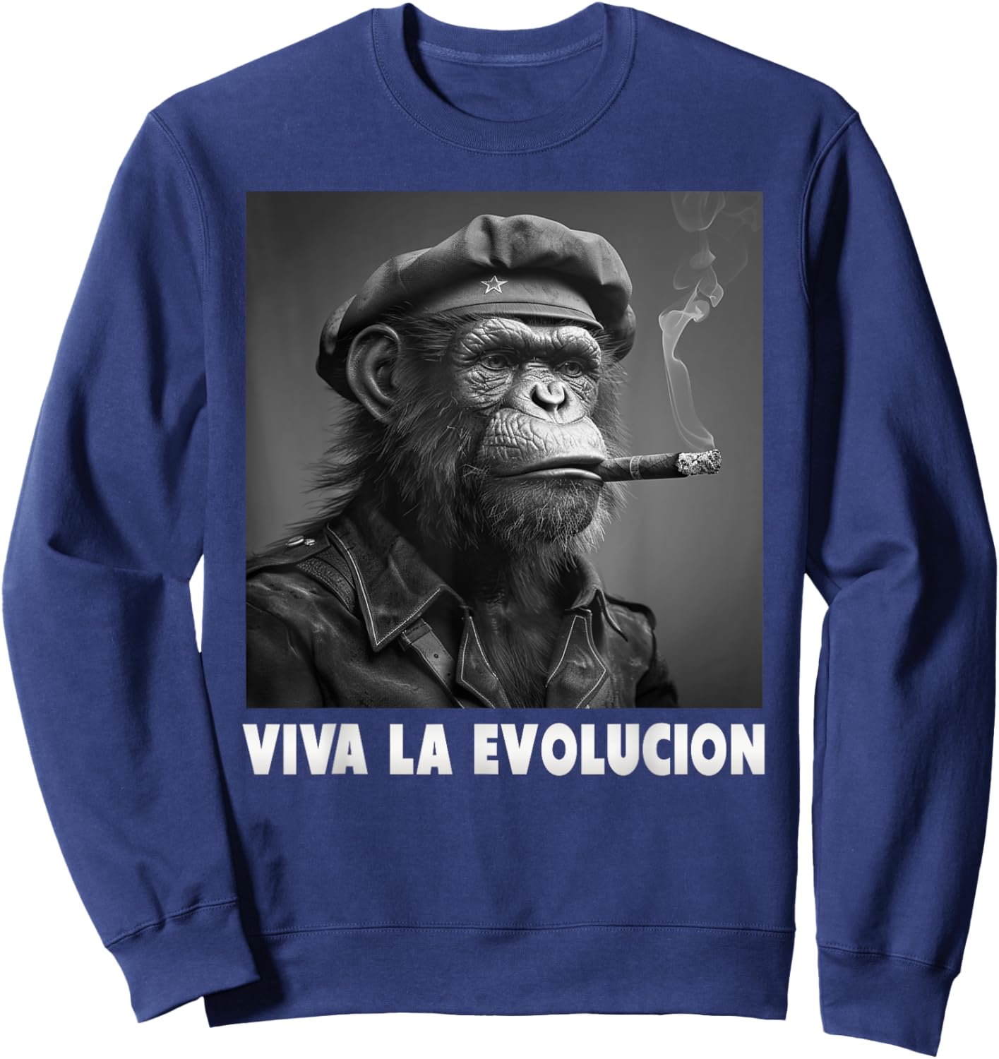 Viva La Evolucion, Révolution, Singe, Nerd Sweatshirt - Sweatshirt | Navy