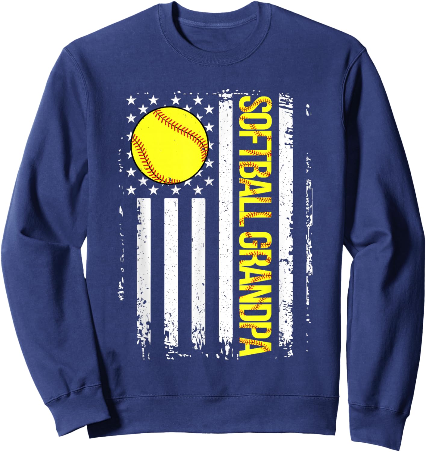 Softball Grandpa American Flag Vintage ic Game Day Sweatshirt - Sweatshirt | Navy