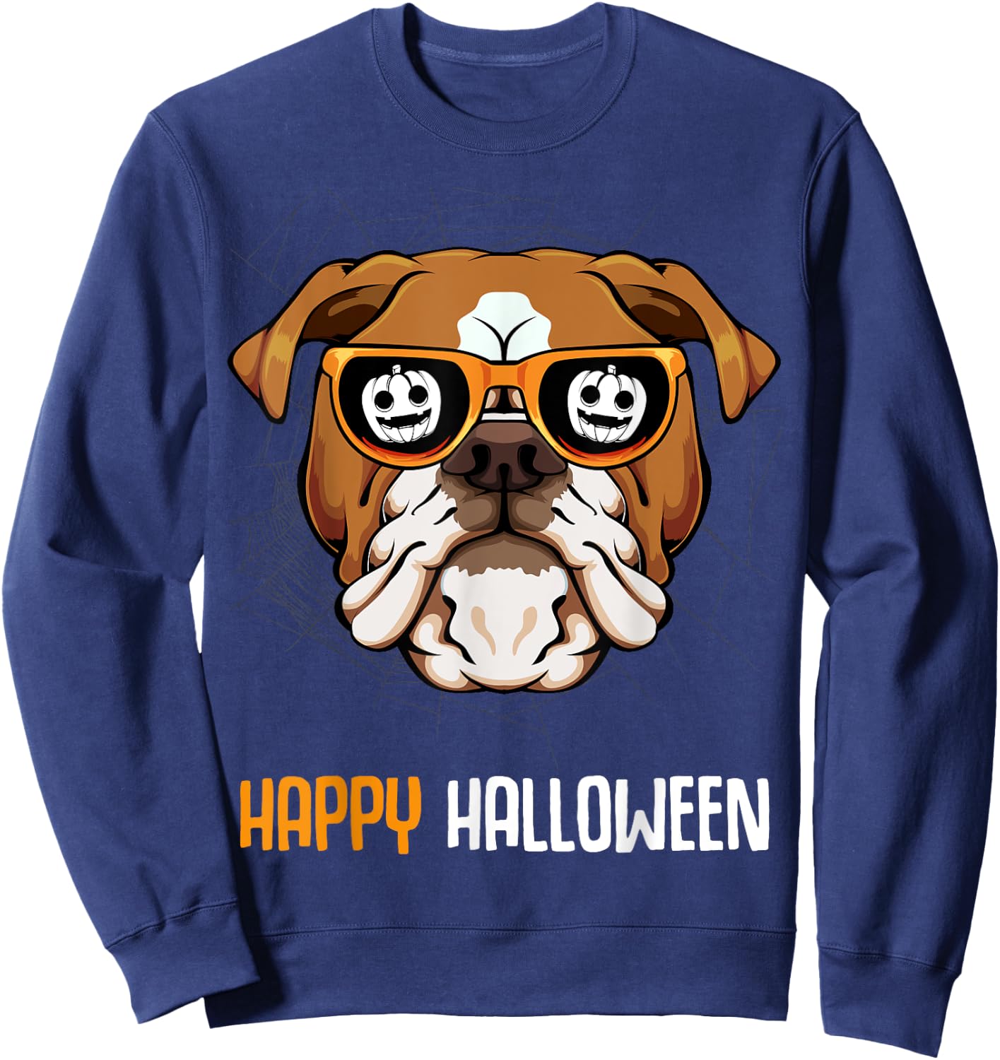 English Bulldog In Sunglasses Lazy Halloween Costume Dog Men Women Kids Sweatshirt - Sweatshirt | Navy