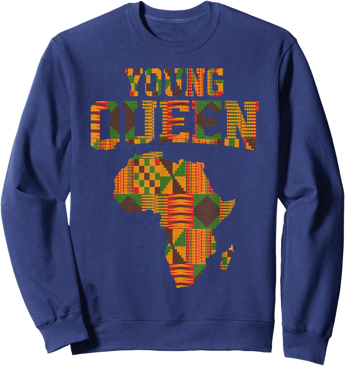 African Queen Art For Girls Women African Print Kente Cloth Sweatshirt - Sweatshirt | Navy