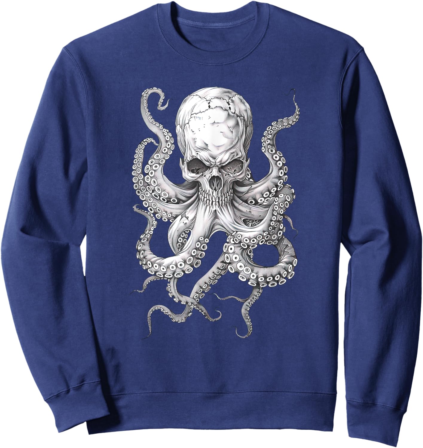 Vintage Skull Octopus Kraken Ocean Monster Goth Grunge Art Sweatshirt - Sweatshirt | Navy