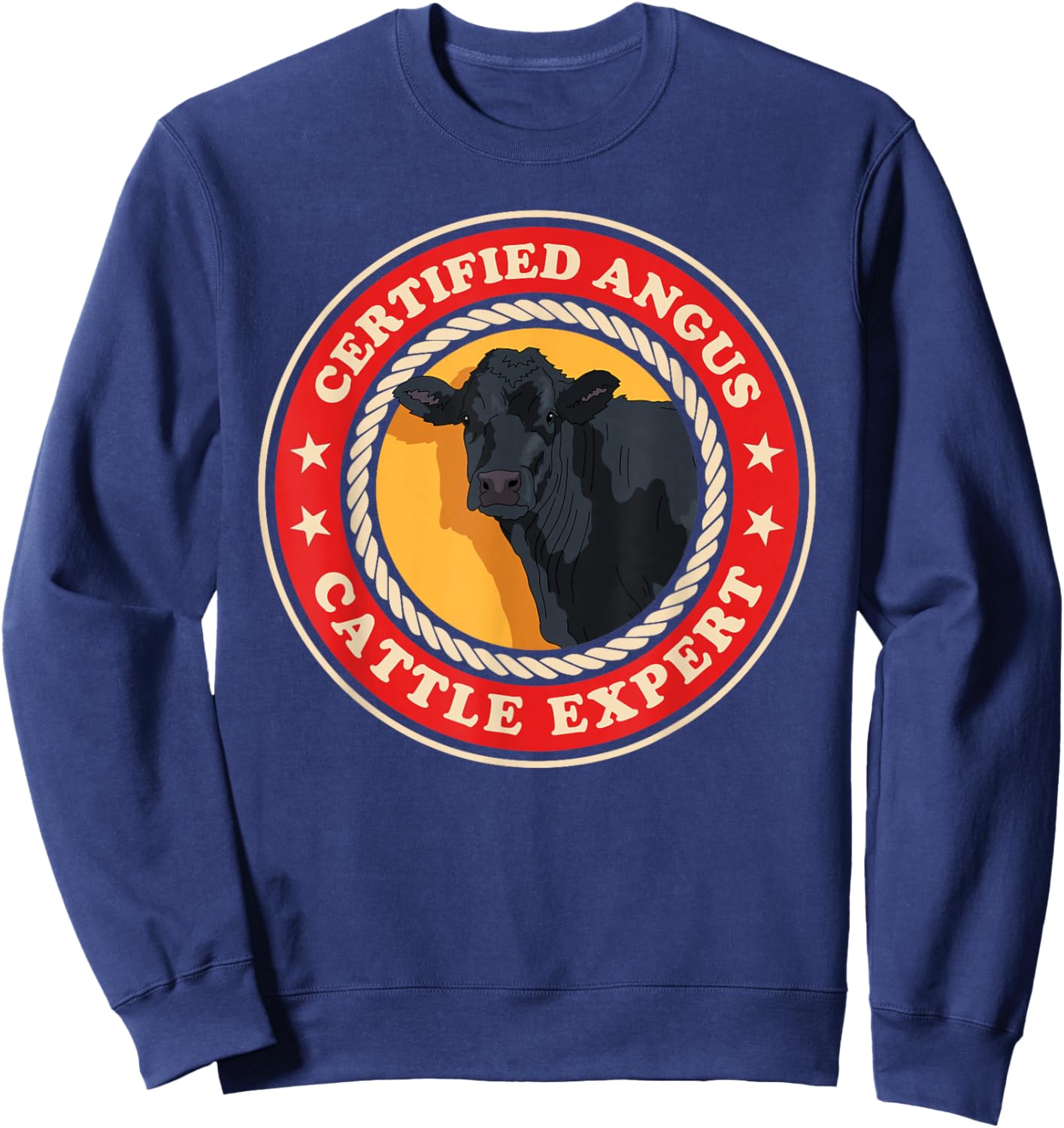 Angus Cattle Expert | Black Angus Cow Sweatshirt - Sweatshirt | Navy