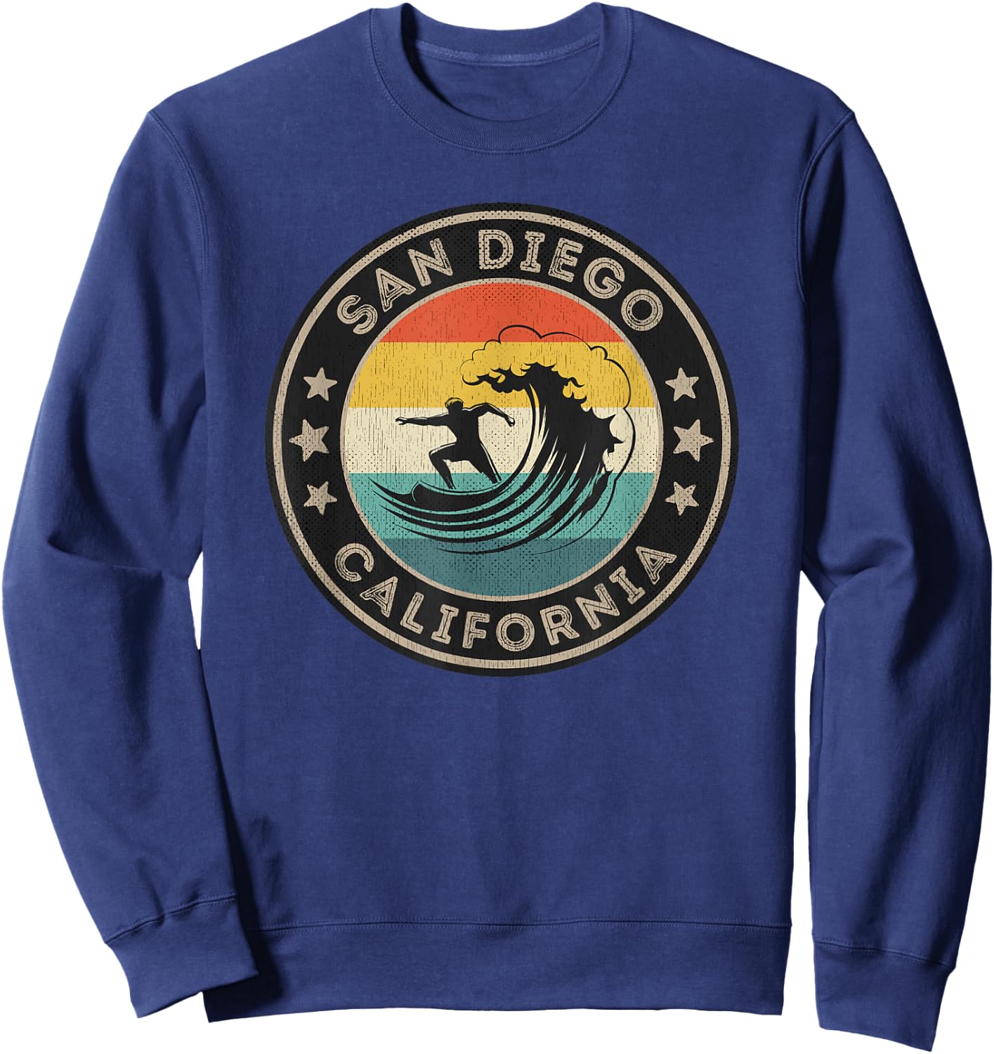 Retro San Diego California USA Surf Sweatshirt - Sweatshirt | Navy