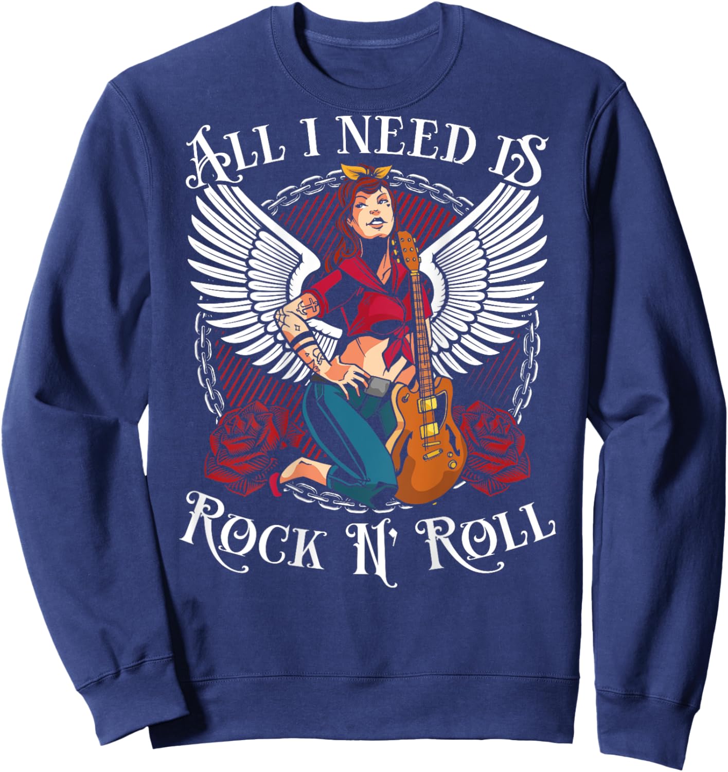 All I Need Is Rock N´ Roll | Rockabilly & Rock N' Roll Sweatshirt - Sweatshirt | Navy