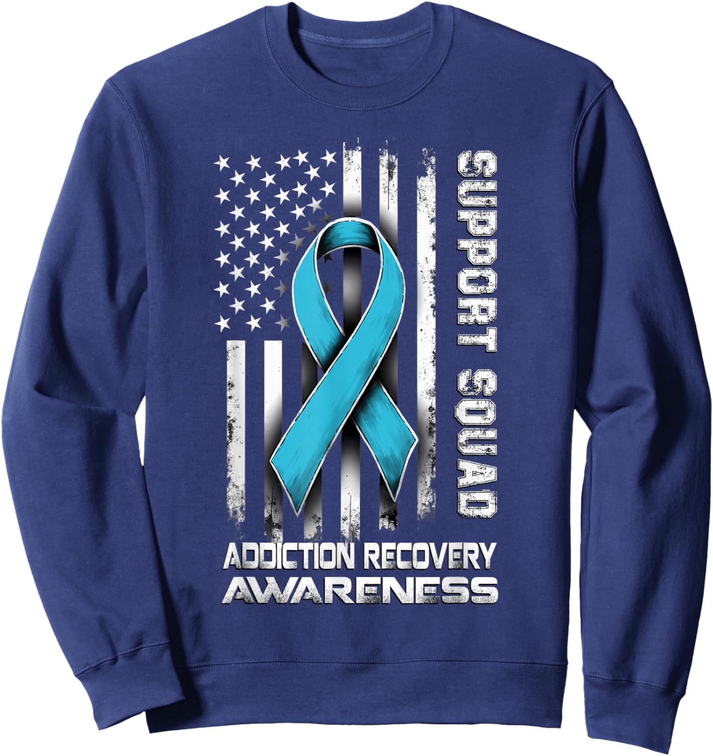 Retro Support Squad Addiction Recovery Awareness Sweatshirt - Sweatshirt | Navy