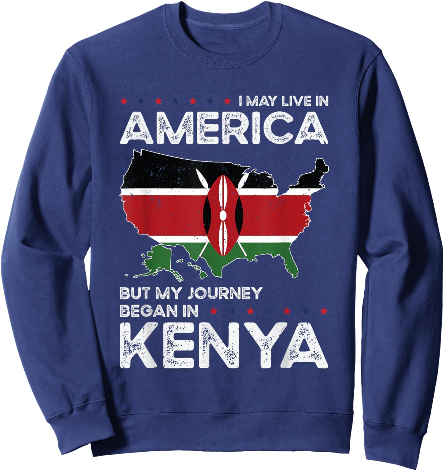 Kenyan American Patriot USA Grown Kenya US Flag Sweatshirt - Sweatshirt | Navy