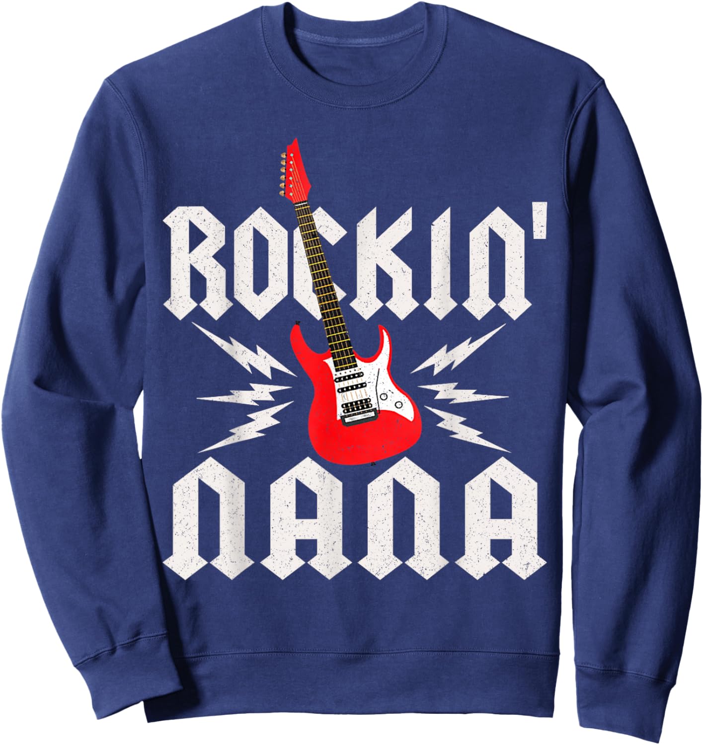 Nana Rockin One Birthday Family Matching Rock Guitar Sweatshirt - Sweatshirt | Navy