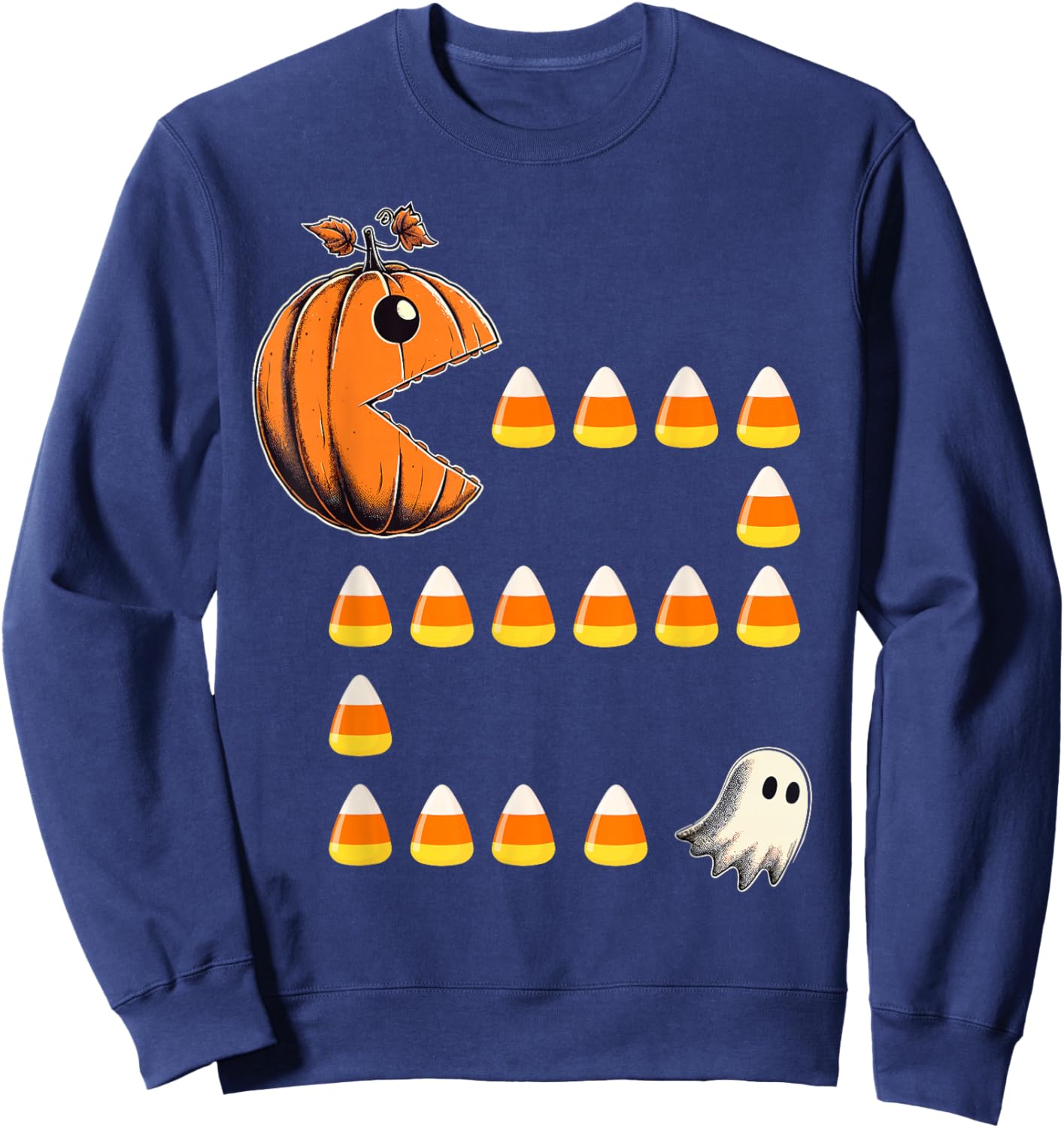 Funny Halloween Pumpkin Candy Corn Trick or Treat Sweatshirt - Sweatshirt | Navy