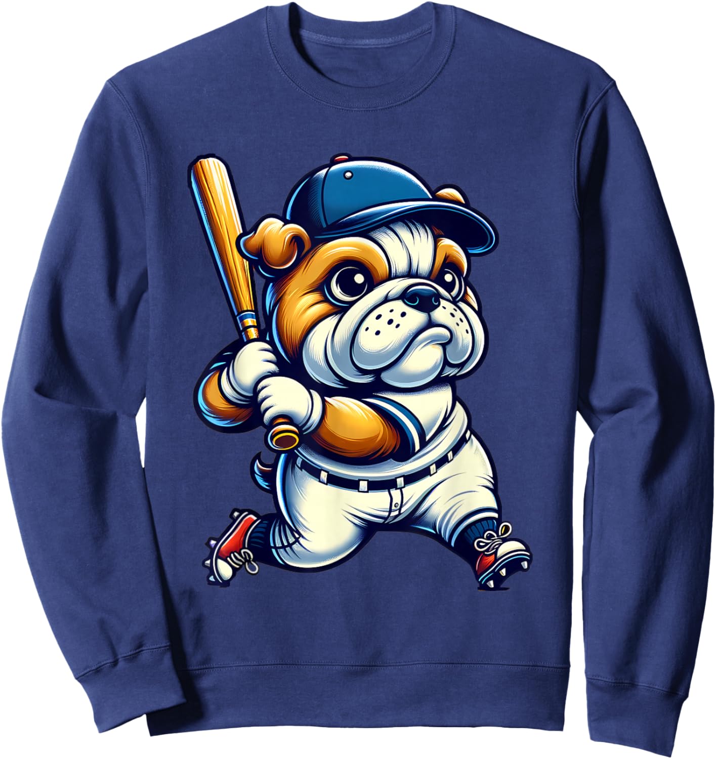 English Bulldog Baseball Player Dog Lover Men Women Kids Sweatshirt - Sweatshirt | Navy