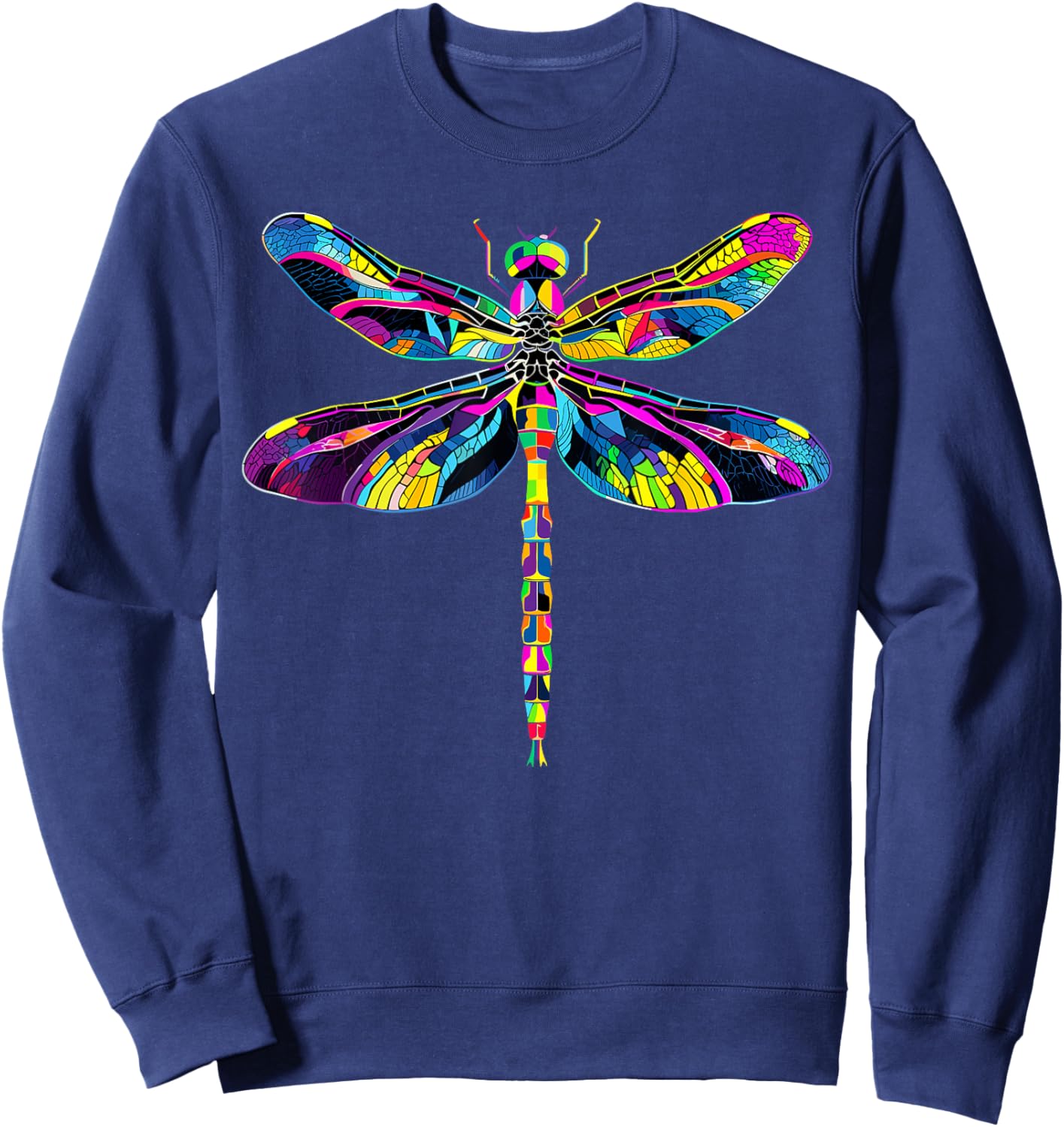 Dragonfly Dragonfly Flying Insects Colorful Wings Soft , Black, S Sweatshirt - Sweatshirt | Navy