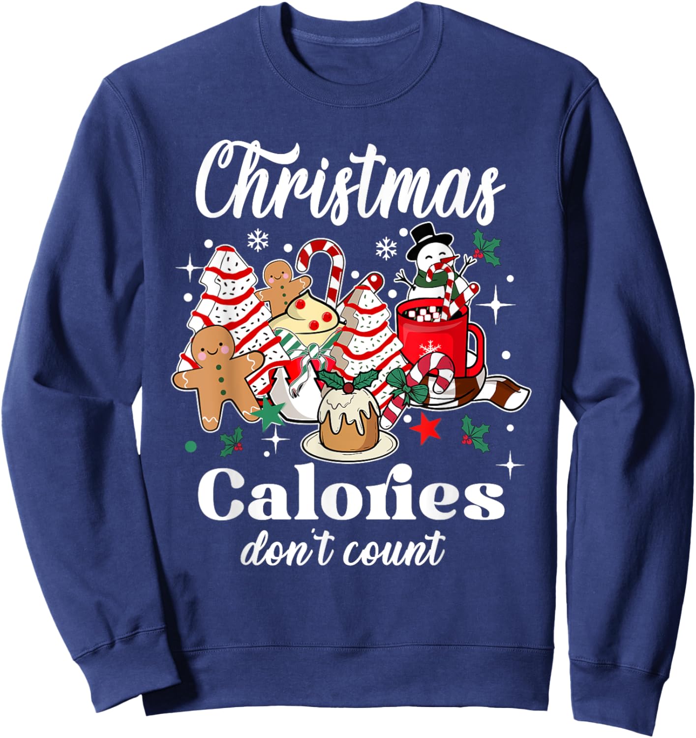 Christmas Calories Don't Count, Retro Christmas Coffee Sweatshirt - Sweatshirt | Navy