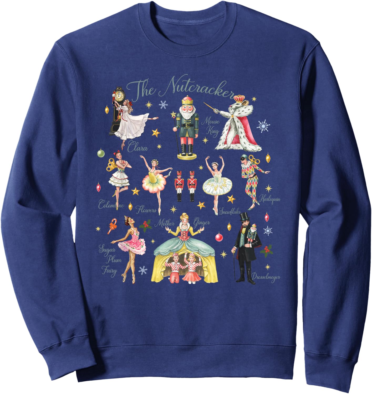 Christmas Nutcracker Ballet Sugar Plum Fairy King Holiday Sweatshirt - Sweatshirt | Navy