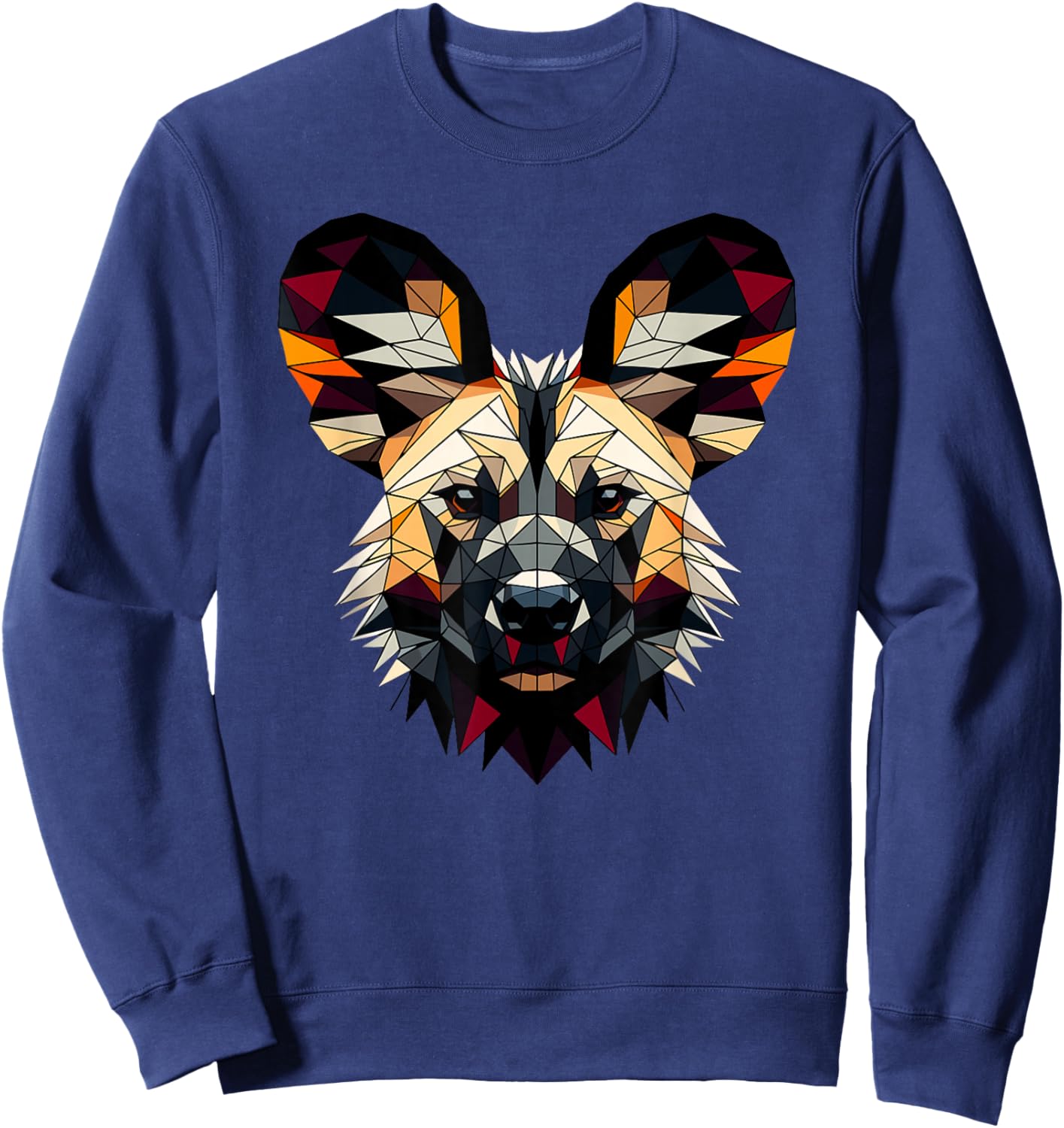 Geometric Art African Wild Dog Sweatshirt - Sweatshirt | Navy