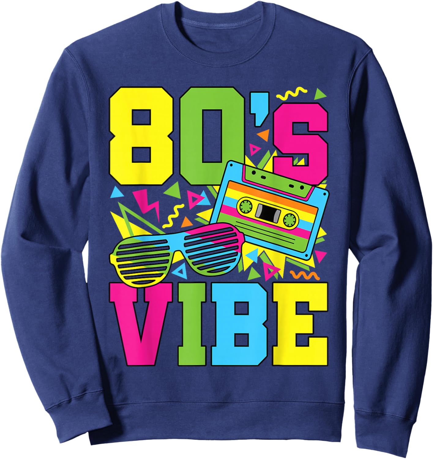 80's Vibe Retro 1980s 80s Style Party Outfit Men Women Kids Sweatshirt - Sweatshirt | Navy