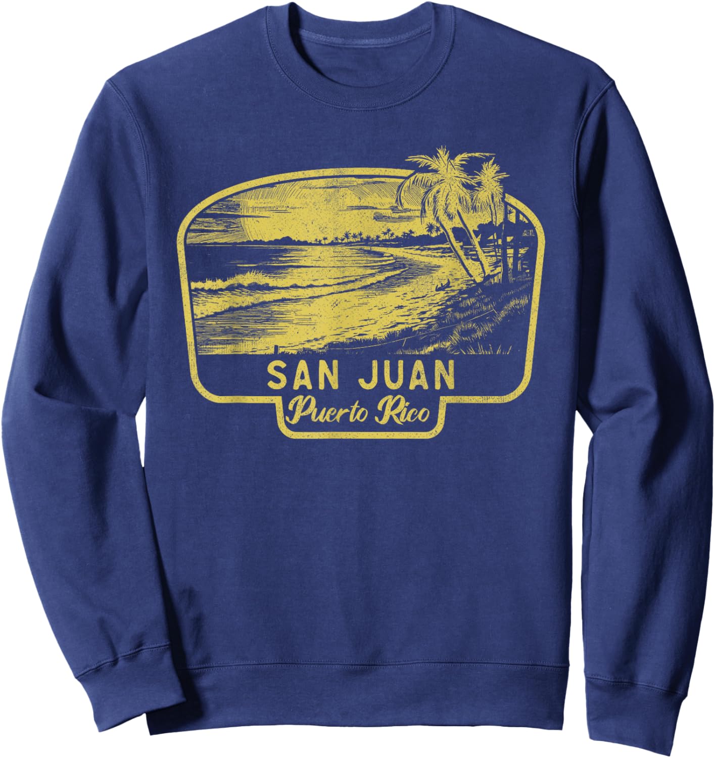San Juan Puerto Rico Beach Surf Vintage Blue Men Women Sweatshirt - Sweatshirt | Navy