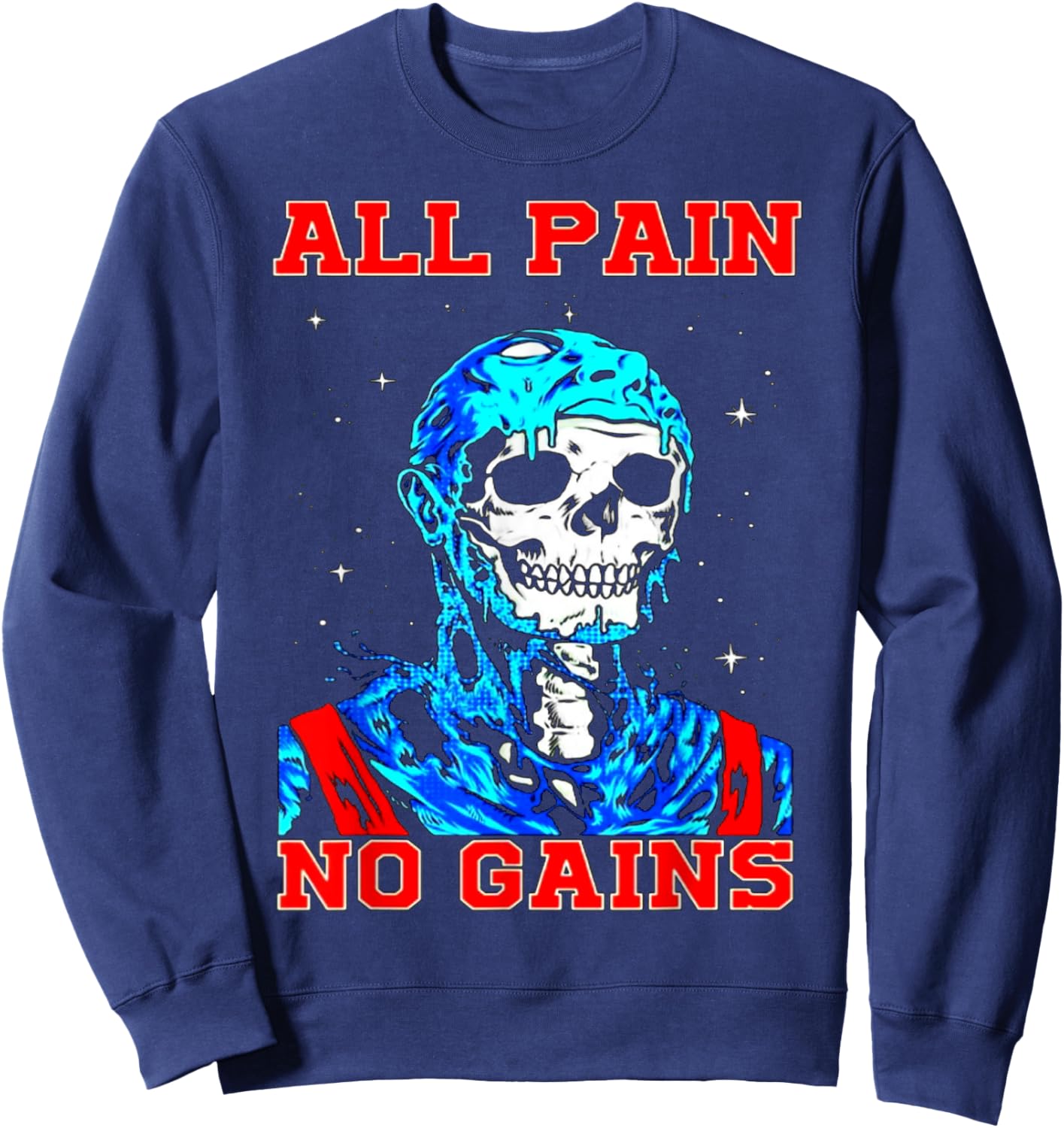 All Pain No Gains Fitness Weightlifting Bodybuilding Gym Sweatshirt - Sweatshirt | Navy