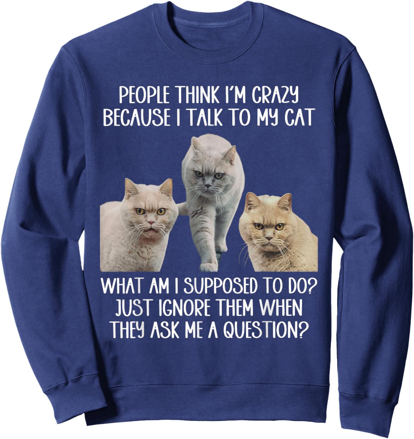 People Think I'm Crazy Because I Talk To My Cat Men Women Sweatshirt - Sweatshirt | Navy