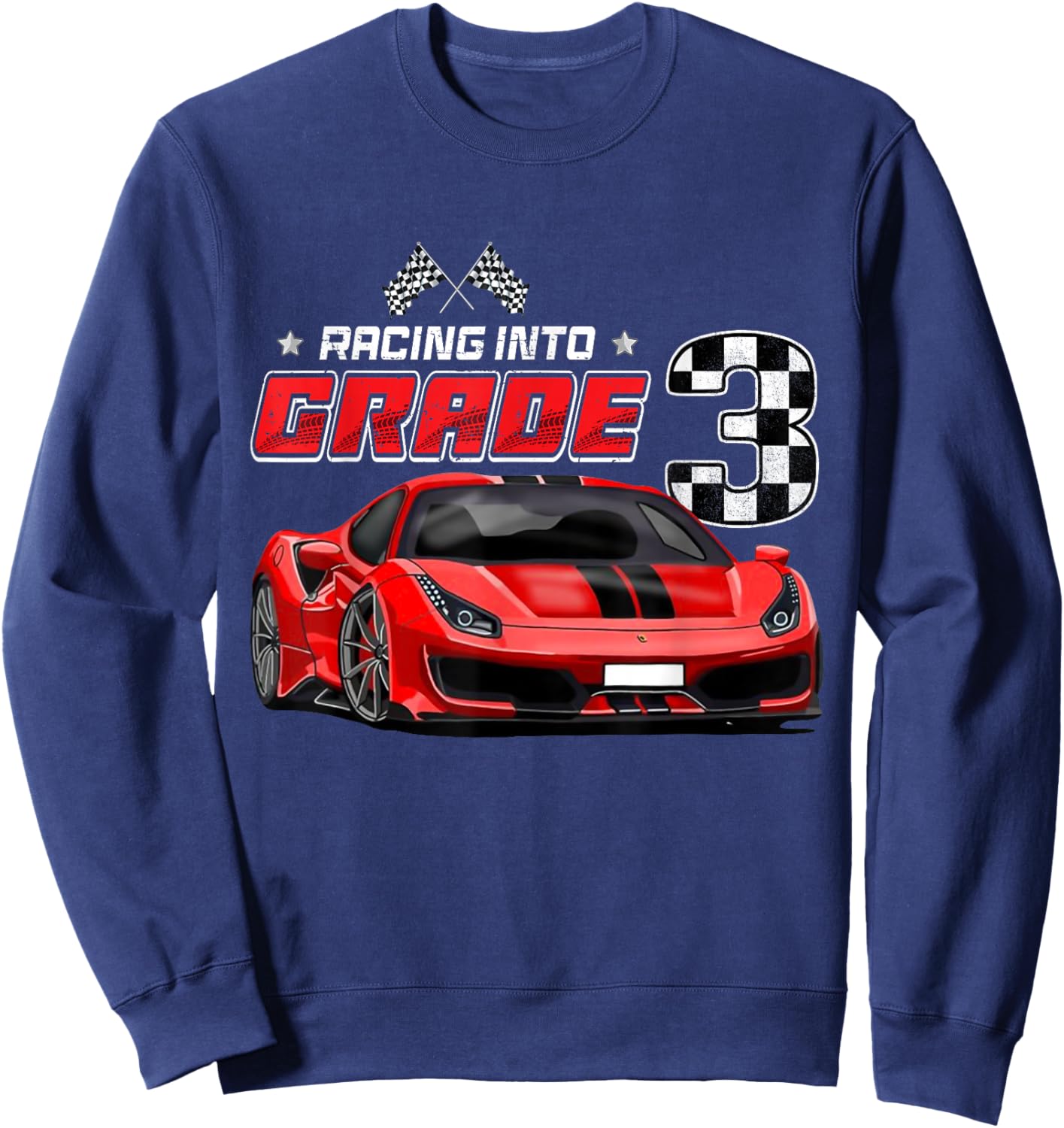 Racing Into 3rd Grade Race Car Back To School Boys Sweatshirt - Sweatshirt | Navy
