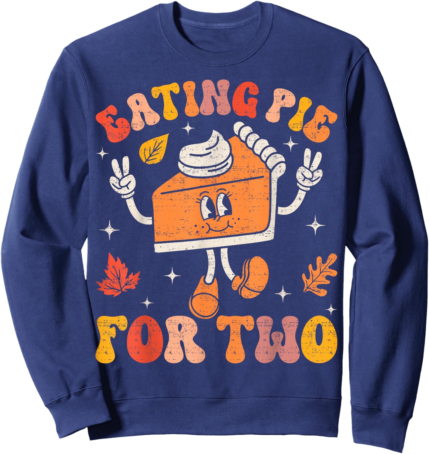 Eating Pumpkin Pie For Two Thanksgiving Pregnancy Announcement - Black, Small, -Adults, Short Sleeve, , Thanksgiving, Pregnancy Announcement Sweatshirt - Sweatshirt | Navy