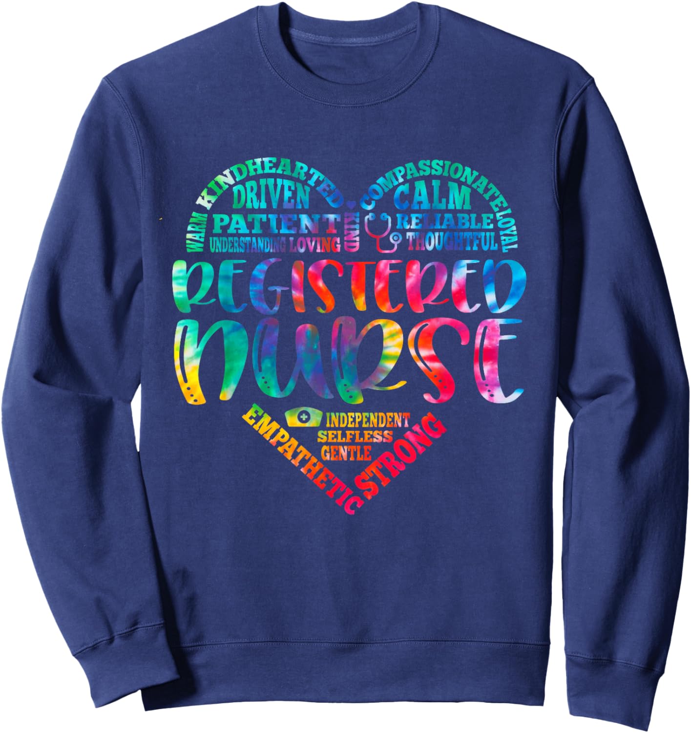 Tie Dye Registered Nurse - RN Nursing Heart Nurse Day Week Sweatshirt - Sweatshirt | Navy