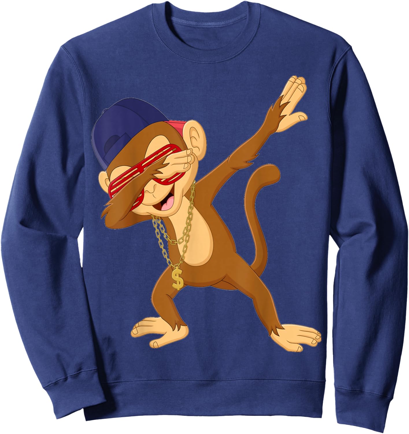 Dabbing Monkey Dab Dance Funny Monkey Graphic Sweatshirt - Sweatshirt | Navy