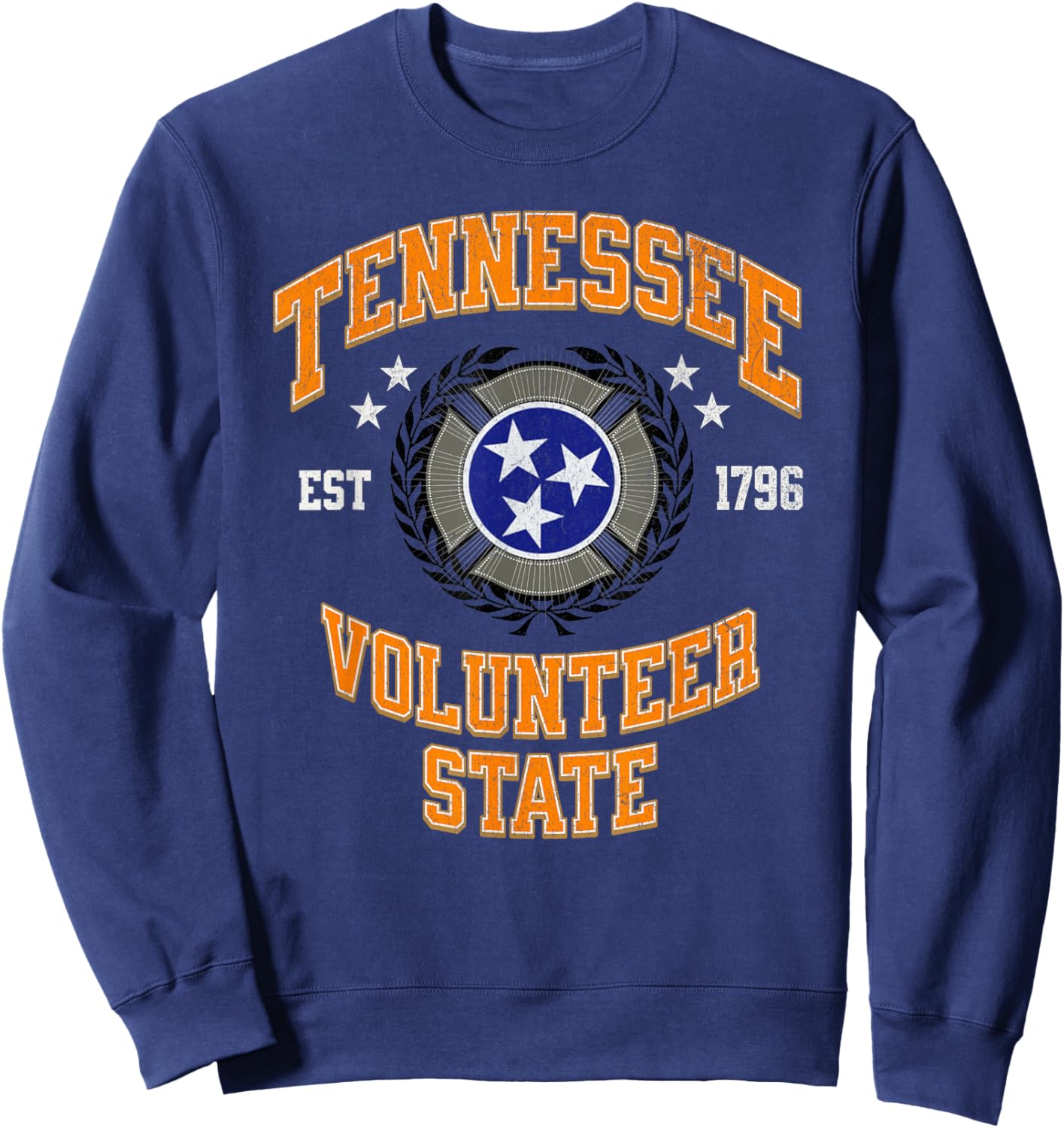 Vintage Tennessee Volunteer State Tri Star Flag Sweatshirt - Sweatshirt | Navy