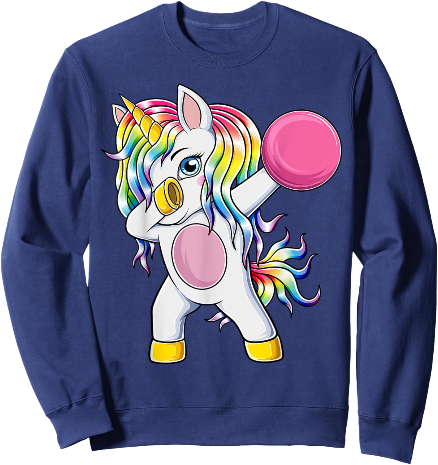 Cute Bowling Unicorn Dab Dance Dabbing Bowler Girls Kids Sweatshirt - Sweatshirt | Navy