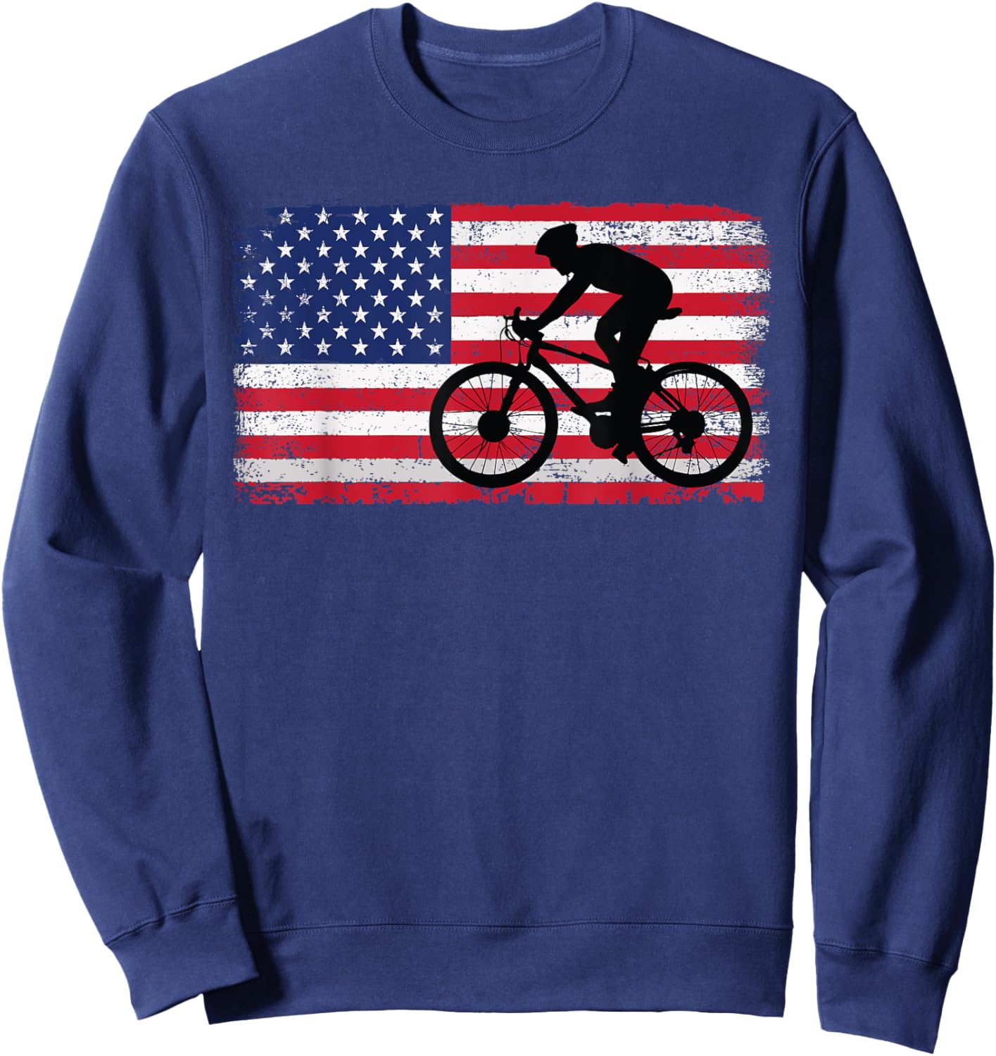 Cycling Road Usa Flag Design Women Bicycle, Cycling Sweatshirt - Sweatshirt | Navy