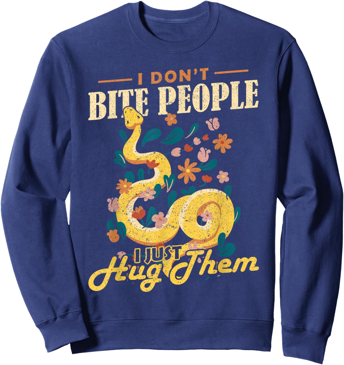 Reptile I Dont Bite People Banana Ball Python Sweatshirt - Sweatshirt | Navy
