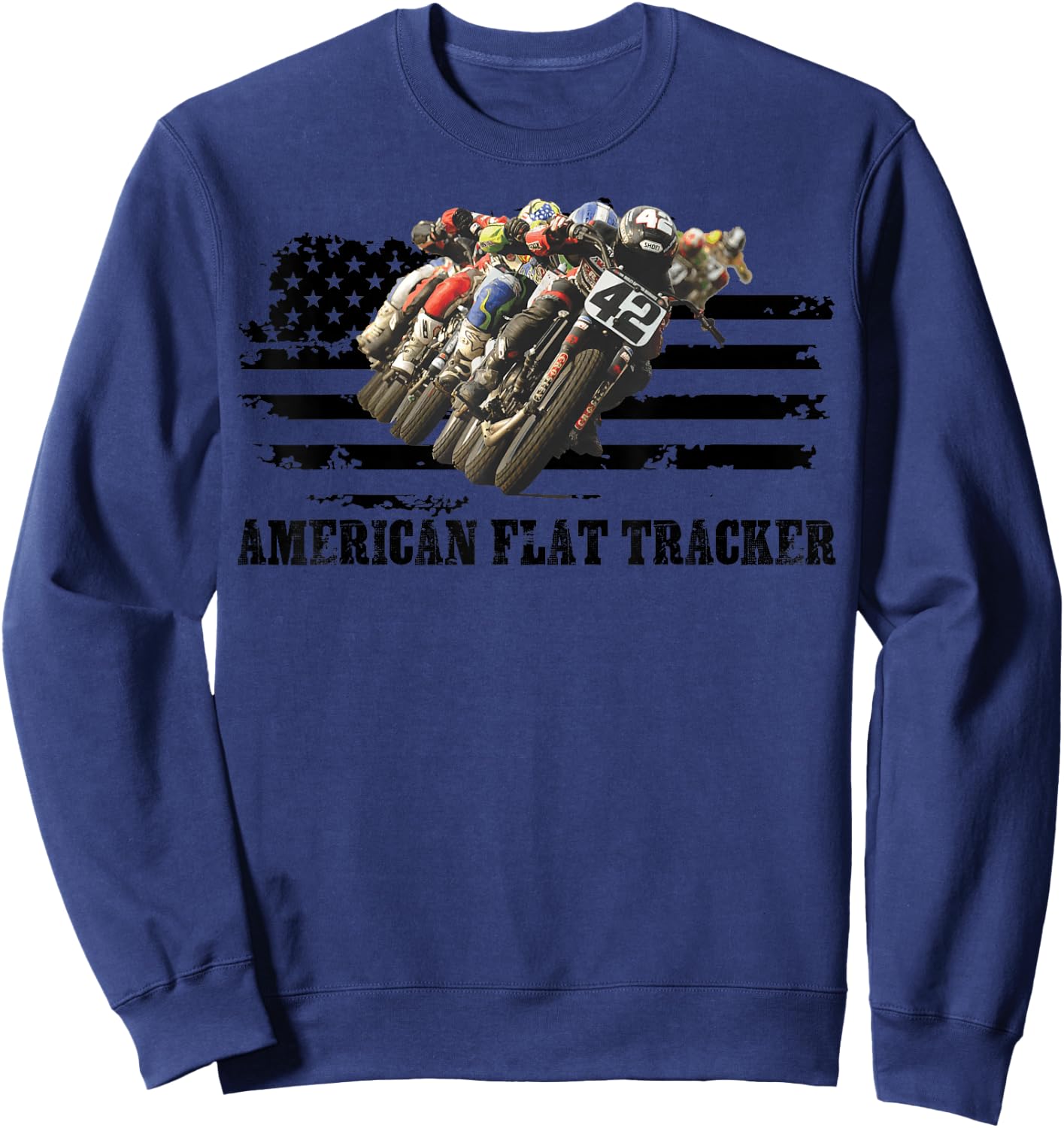 American Flat Tracker Men Women Adults Teens Boys Girls Sweatshirt - Sweatshirt | Navy