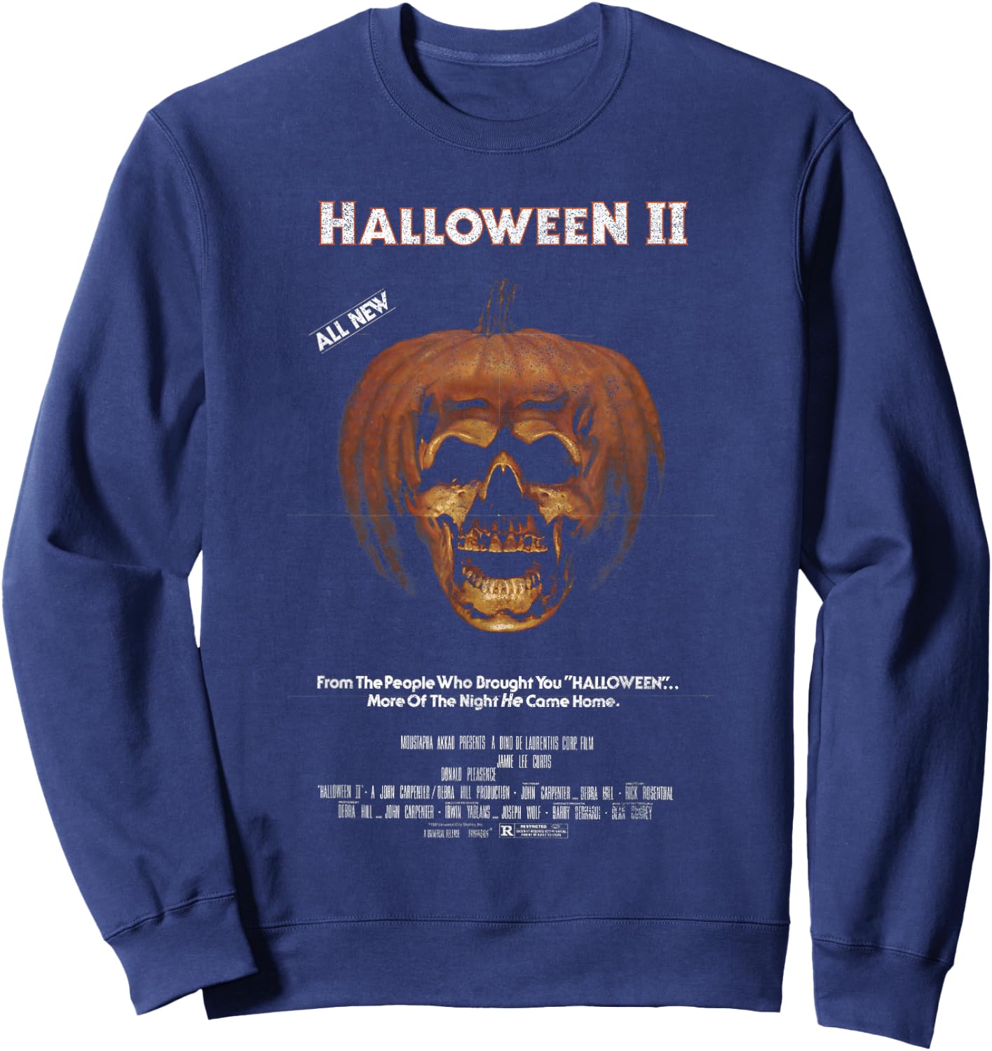 Halloween 2 Carved Pumpkin Poster Sweatshirt - Sweatshirt | Navy
