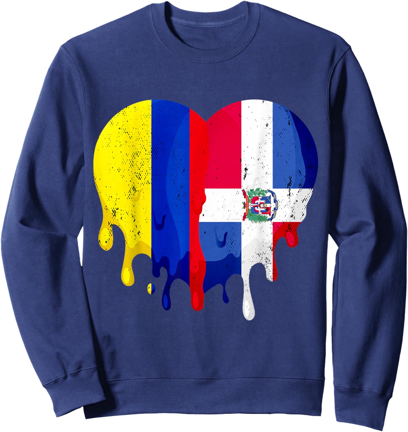 Colombia Dominican Republic Flag Heart Citizen Patriot Sweatshirt - Sweatshirt | Navy