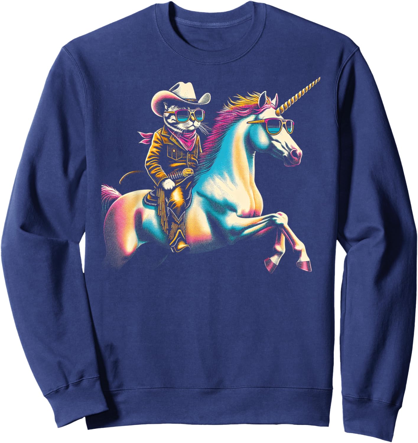 Cool Cowboy Cat & Unicorn Duo Sweatshirt - Sweatshirt | Navy