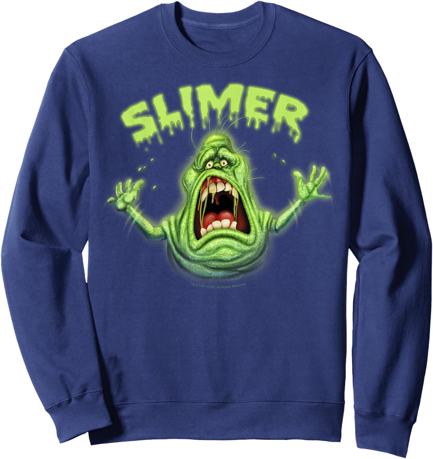 Ghostbusters Slimer Neon Portrait Sweatshirt - Sweatshirt | Navy
