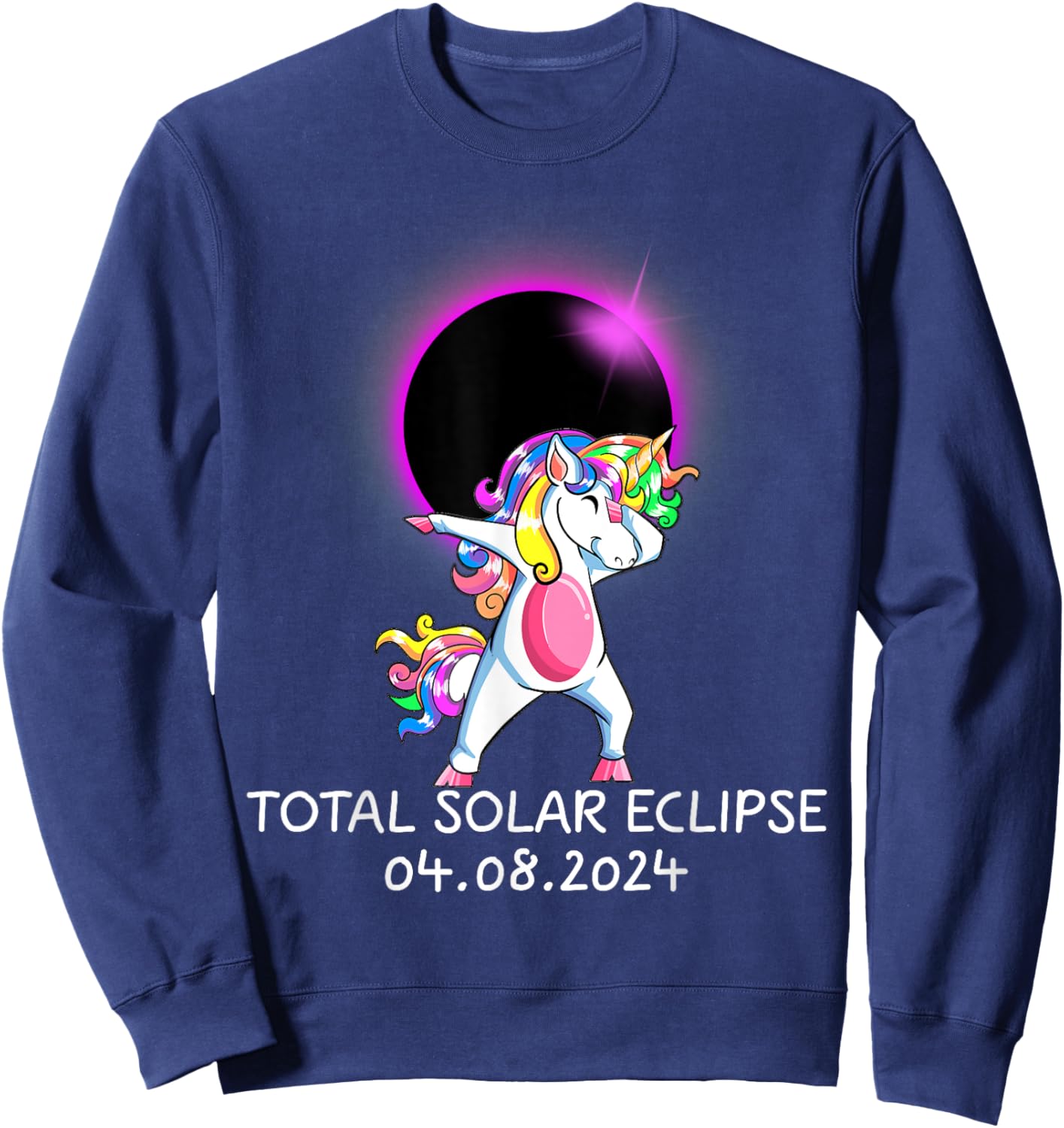 Dabbing Unicorn USA Total Solar Eclipse April 8, 2024 Sweatshirt - Sweatshirt | Navy