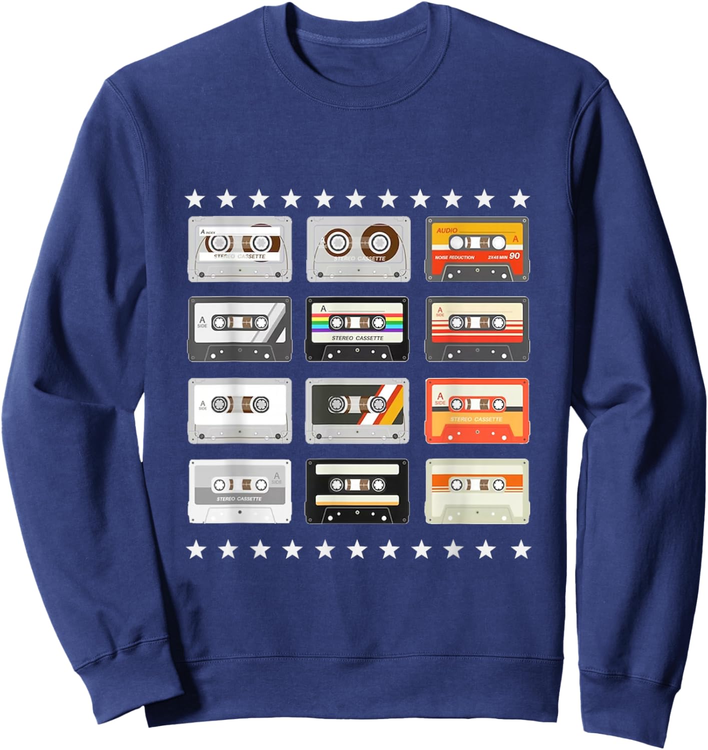 Vintage Cassette tapes Collection 80's 90's Music Mixtape Sweatshirt - Sweatshirt | Navy