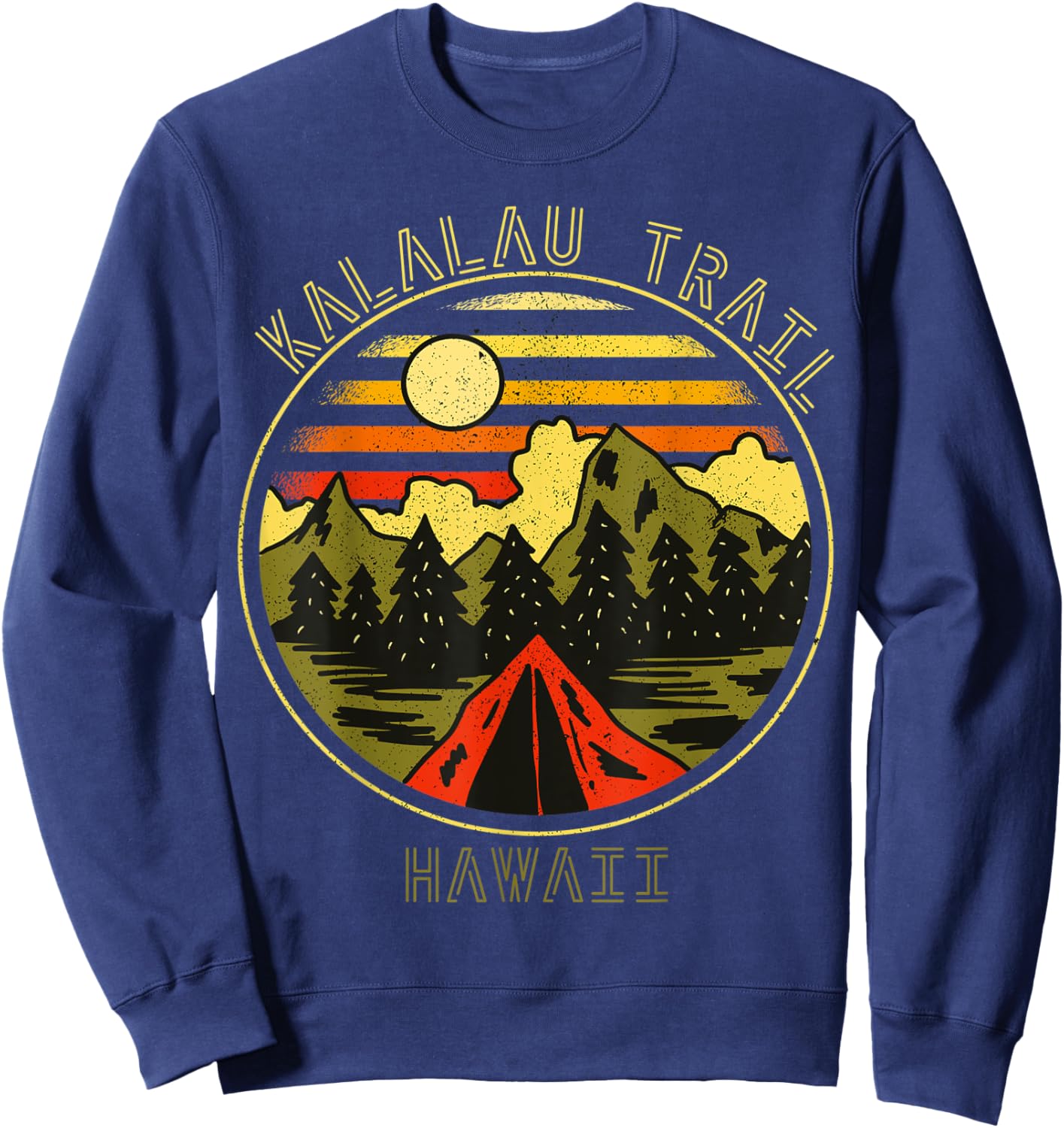 Camping Kalalau Trail Hawaii Nature Hiking Bonfire Sweatshirt - Sweatshirt | Navy