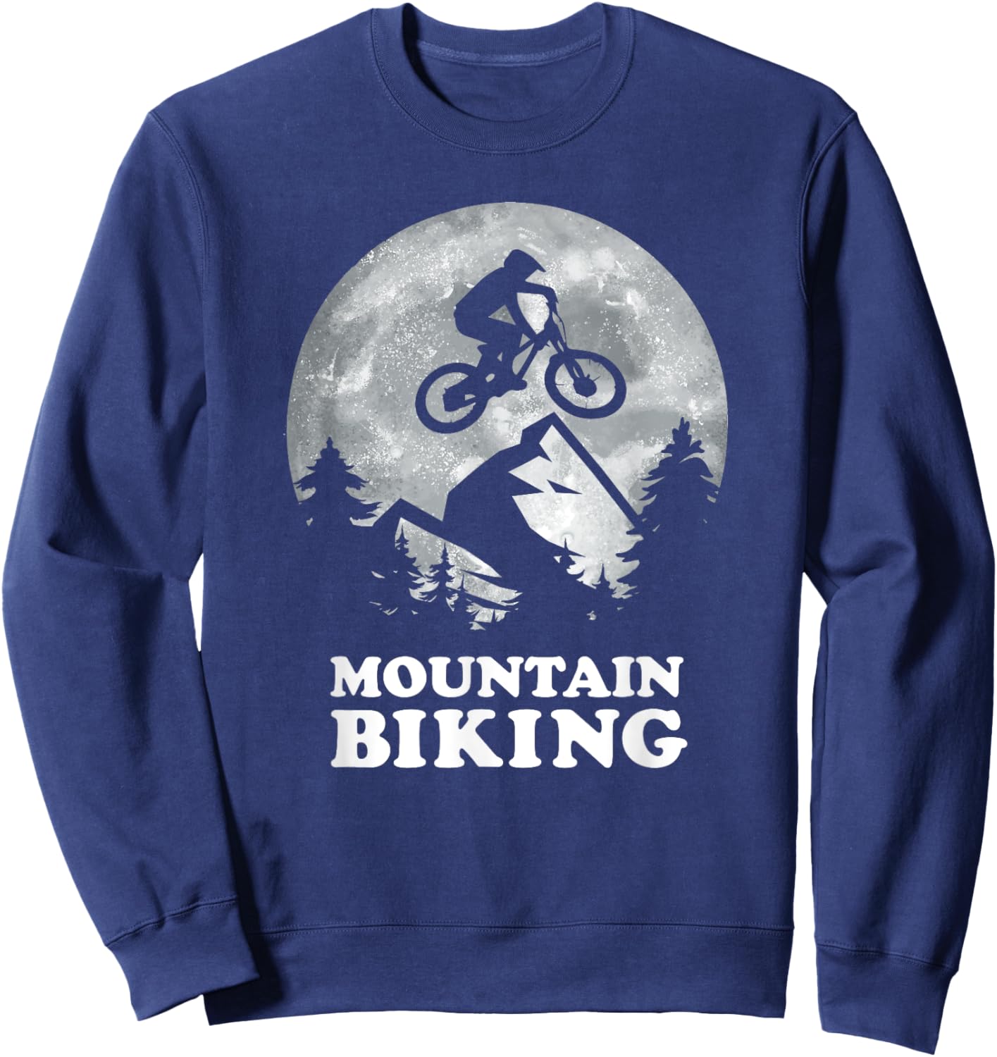 funny men cycling mountain bike MTB moon biking Sweatshirt - Sweatshirt | Navy