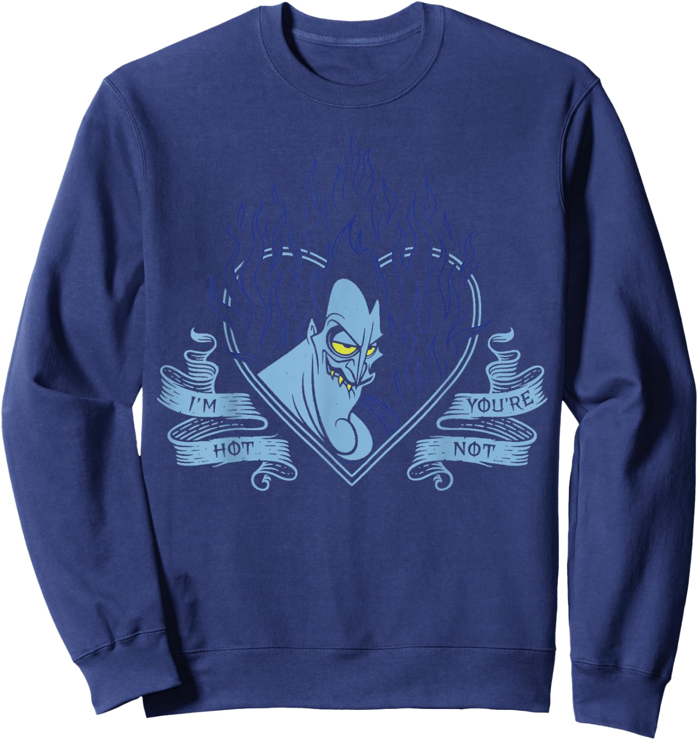 Disney Villains Valentine's Day Hades I'm Hot Heart Vintage Sweatshirt - Sweatshirt | Navy