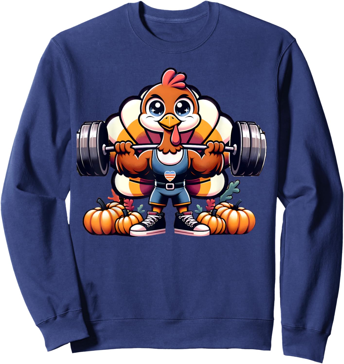 Funny Turkey Today is Leg Day Thanksgiving Weightlifting Sweatshirt - Sweatshirt | Navy