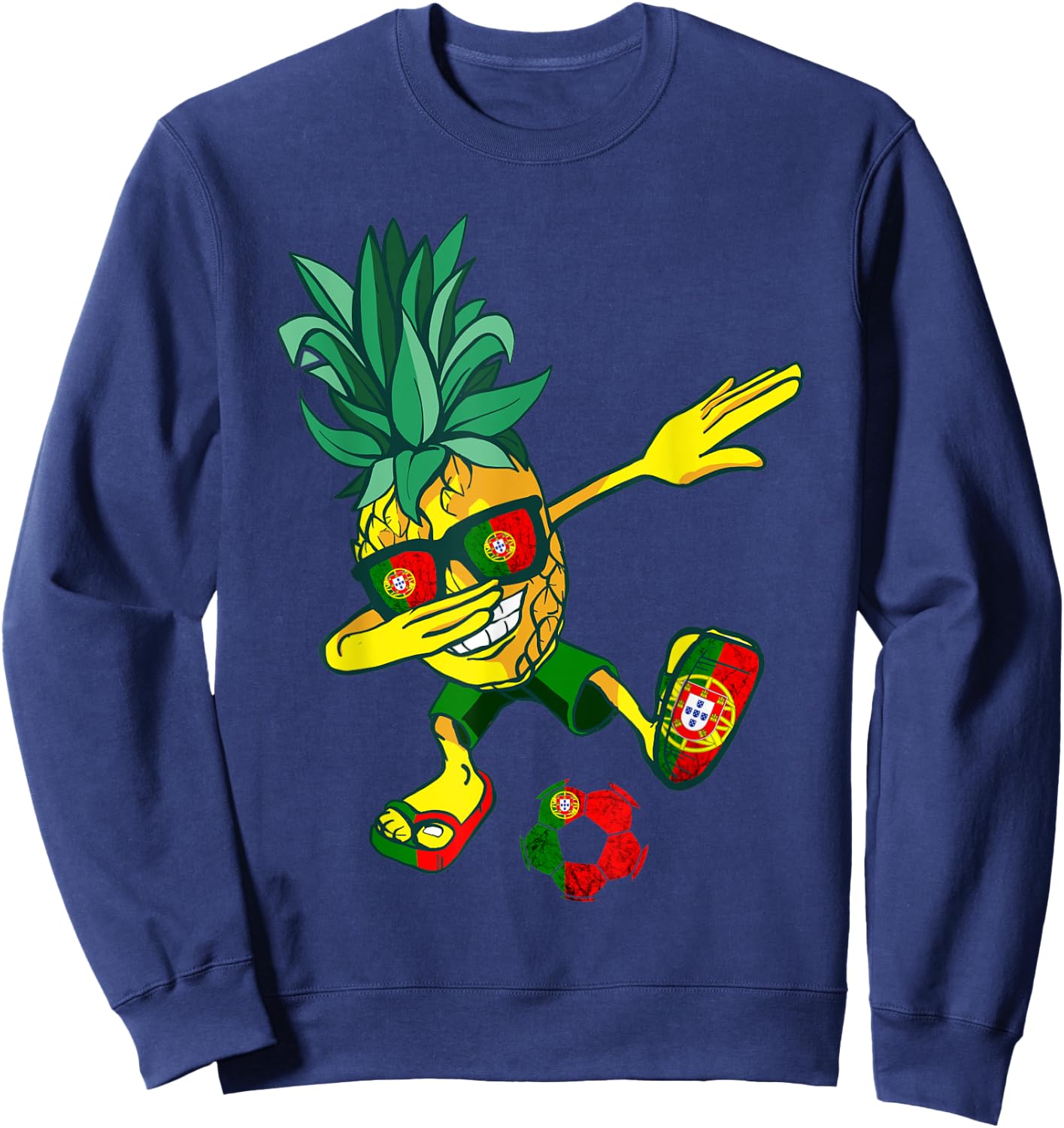 Portugal Portuguese Soccer Player Pineapple Portuguese Flag Sweatshirt - Sweatshirt | Navy