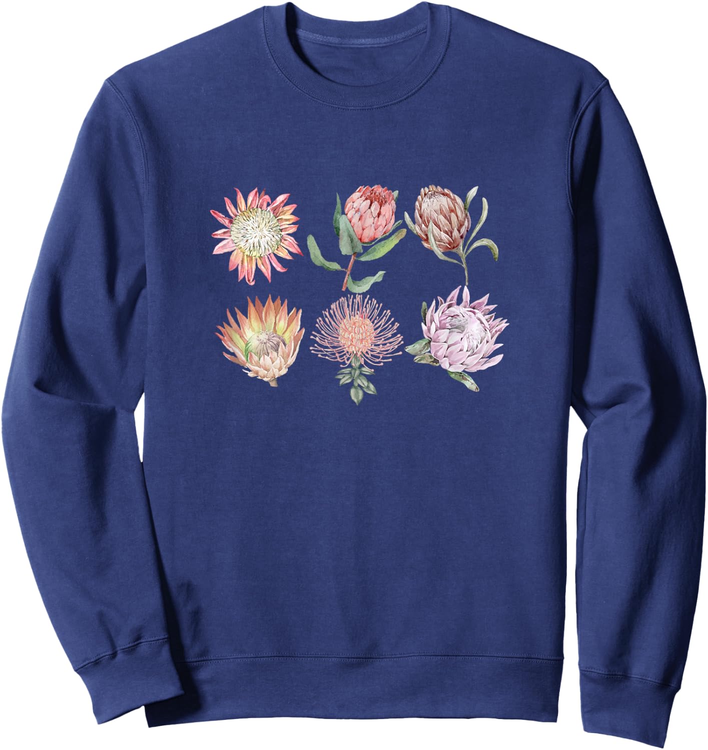 Protea Flower Botanical | Floral Nature Sweatshirt - Sweatshirt | Navy