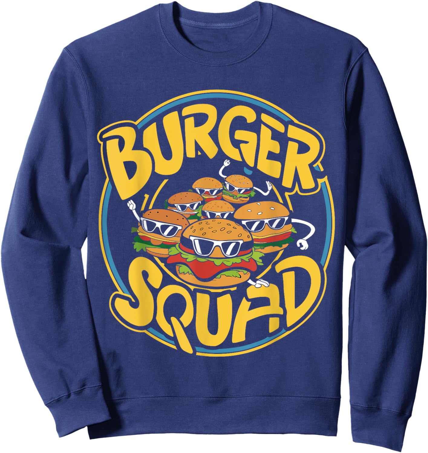 Burger Squad Funny Cheeseburger Lover Food Hamburger Crew Sweatshirt - Sweatshirt | Navy