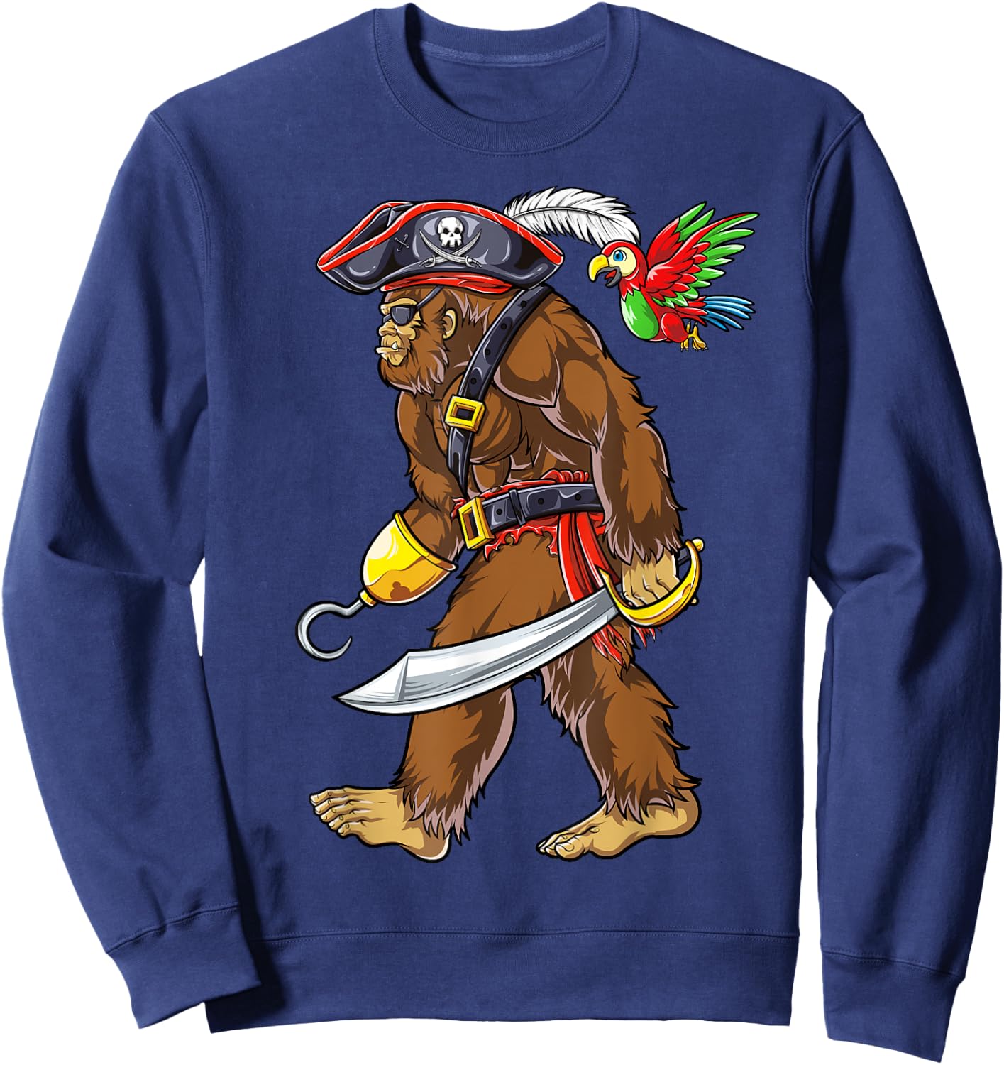 Bigfoot Pirate Jolly Roger Costume Men Kids Boys Sasquatch Sweatshirt - Sweatshirt | Navy