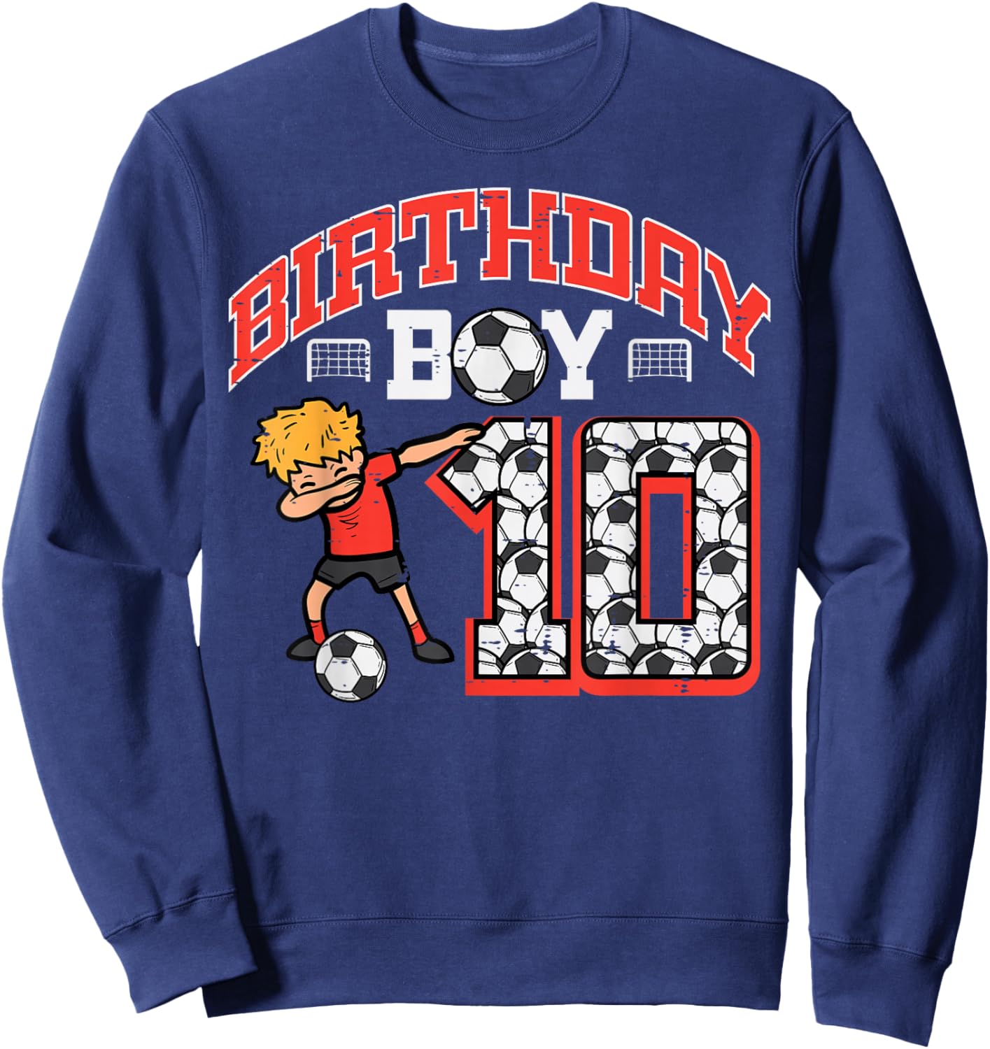 Birthday Boy 10 Soccer Dab 10th Birthday Party Football Boys Sweatshirt - Sweatshirt | Navy