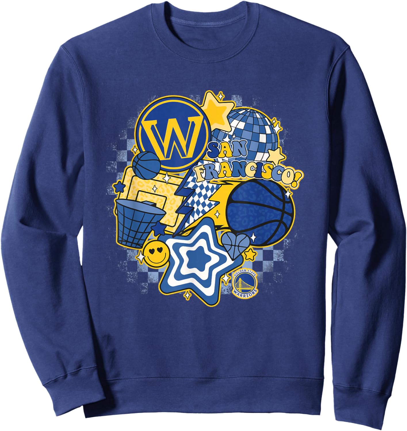 NBA Golden State Warriors Psychedelic Basketball Collage Sweatshirt - Sweatshirt | Navy