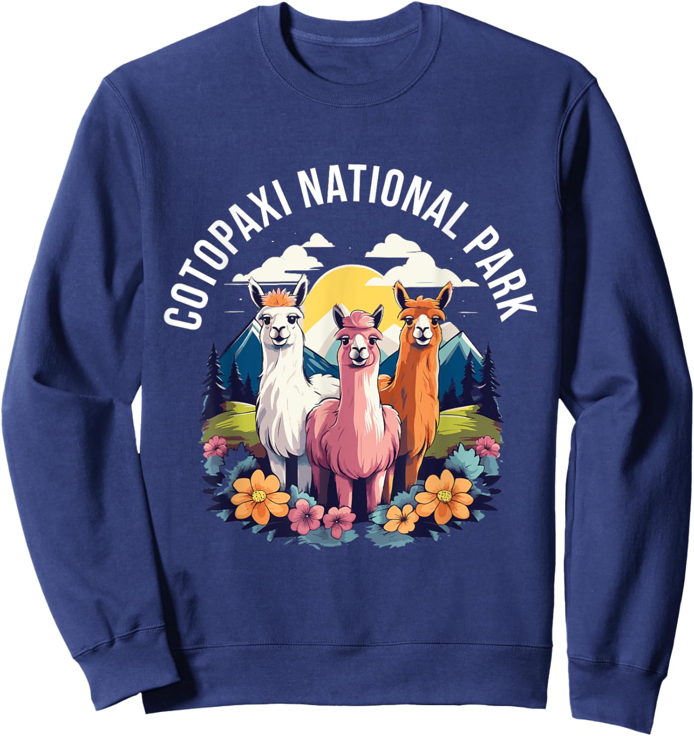Cotopaxi National Park Cute Llama Gang Mountains Souvenir Sweatshirt - Sweatshirt | Navy