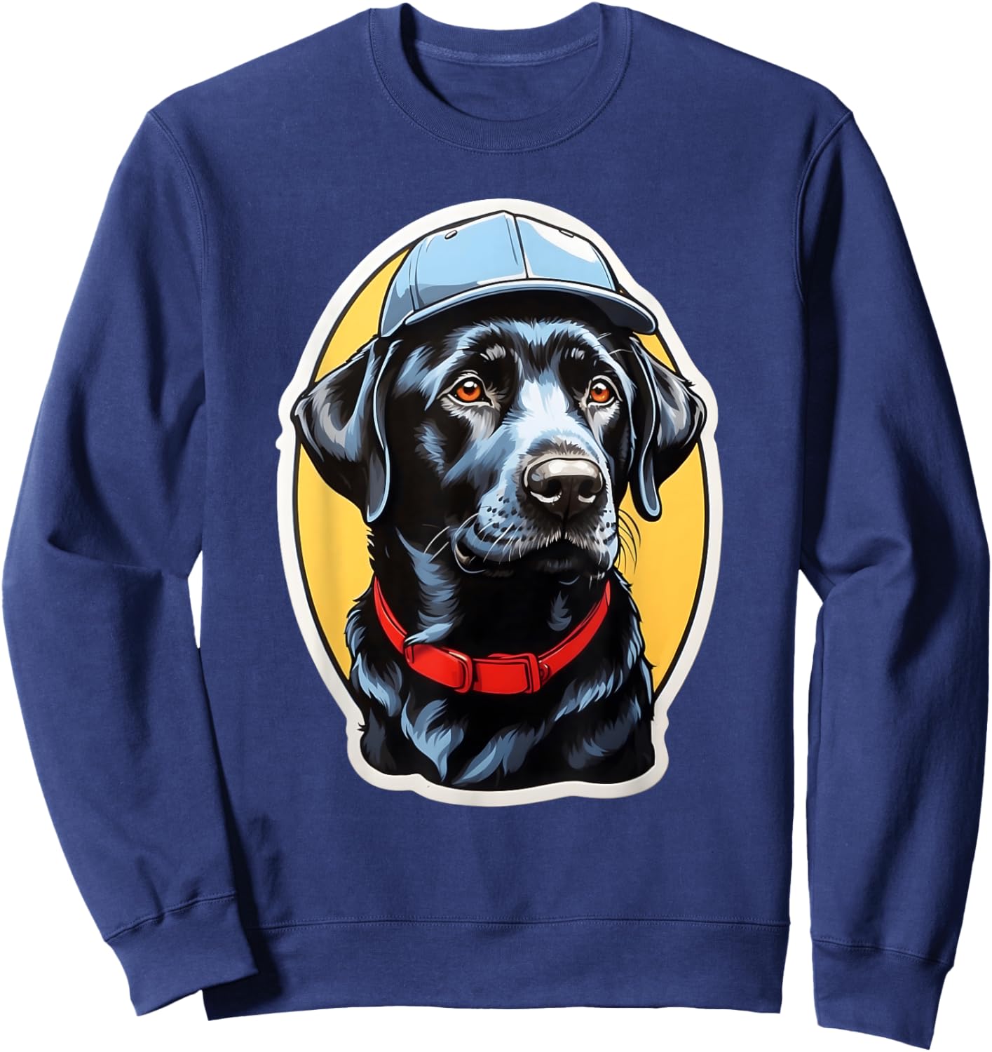 Baseball Bark - Black Lab Dog Wearing Baseball Hat Men Women Kids Sweatshirt - Sweatshirt | Navy