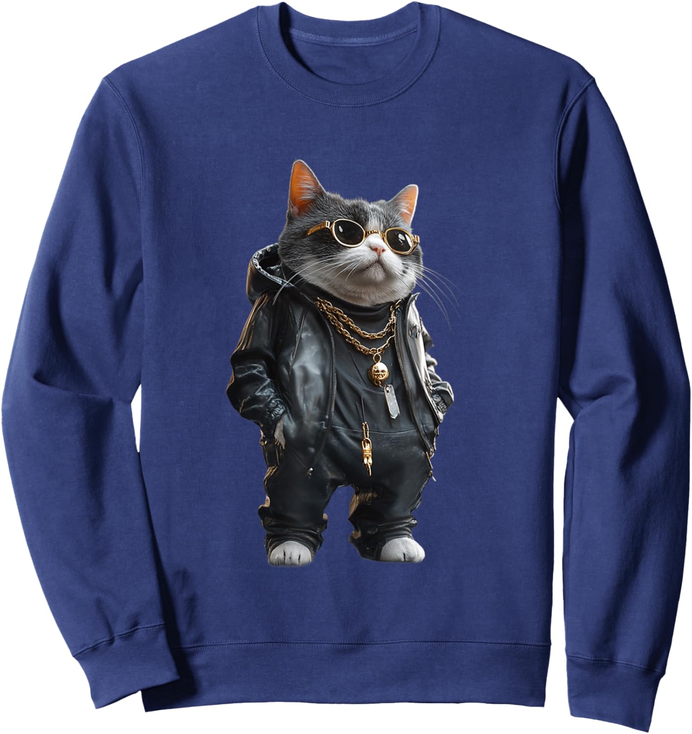 Thug Gangster Life Cat For Hip Hop Fans Meme and Cat lovers Sweatshirt - Sweatshirt | Navy