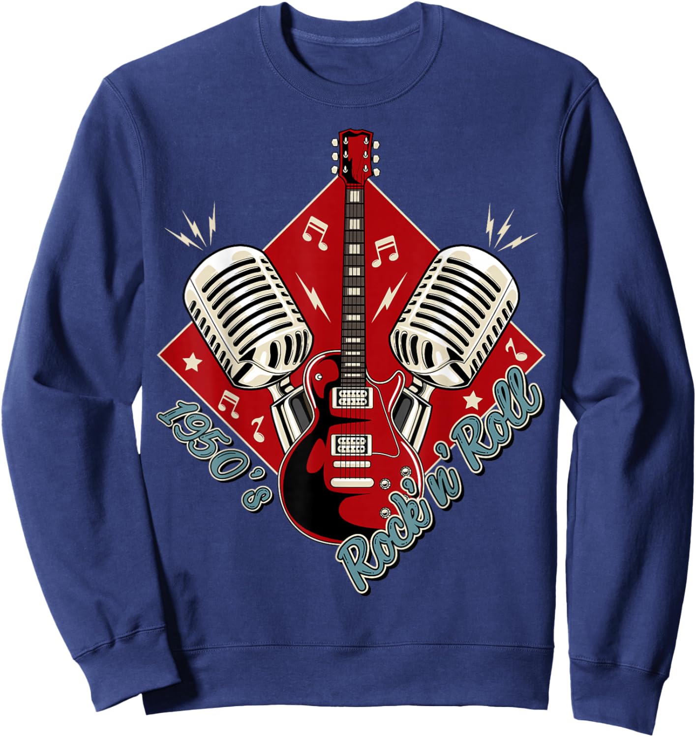 50s Rockabilly Clothing 1950s Sock Hop Swing Greaser Rocker Sweatshirt - Sweatshirt | Navy